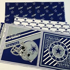 Dallas Cowboys NFL Cotton Fabric 2.5 Yards 58" Wide Blue Silver Helmet Star Logo