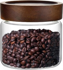 17 Fl oz/500 ml Glass Food Storage Jar with Airtight Screw on Wooden Lid