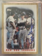 Rich Gedman autographed 1987 Red Sox leaders baseball card 