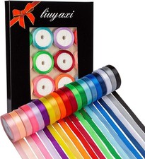 3/8 Inch Satin Ribbon Set 20 Rolls Rainbow Ribbon, 5 Yards Each Total 100 Yard