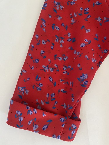Vintage JT Dress Small Red Blue Floral Pleated Chiffon Dress Collar Sheer Midi - Picture 15 of 15
