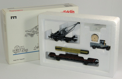 Märklin | Wagen-Set | Telegrafie | Kranwagen | Rungenwagen | DR | H0 | Nr. 45091