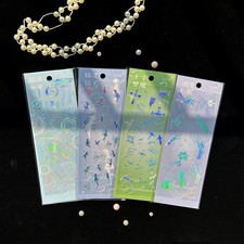 4Pack Holographic Glitter Sticker Set 3D Shape Vintage Transparent 