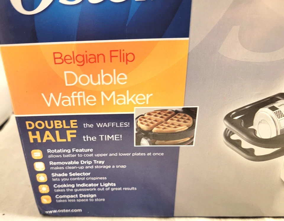 Gofrera eléctrica Oster doble abatible estilo belga, roja | CKSTWFDF2 Foto 3 de 4