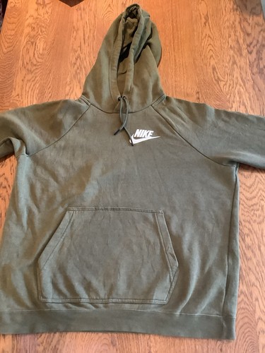 Nike Green Khaki Men’s Large Pullover Hoodie Cotton Blend Front Pocket - Picture 7 of 7