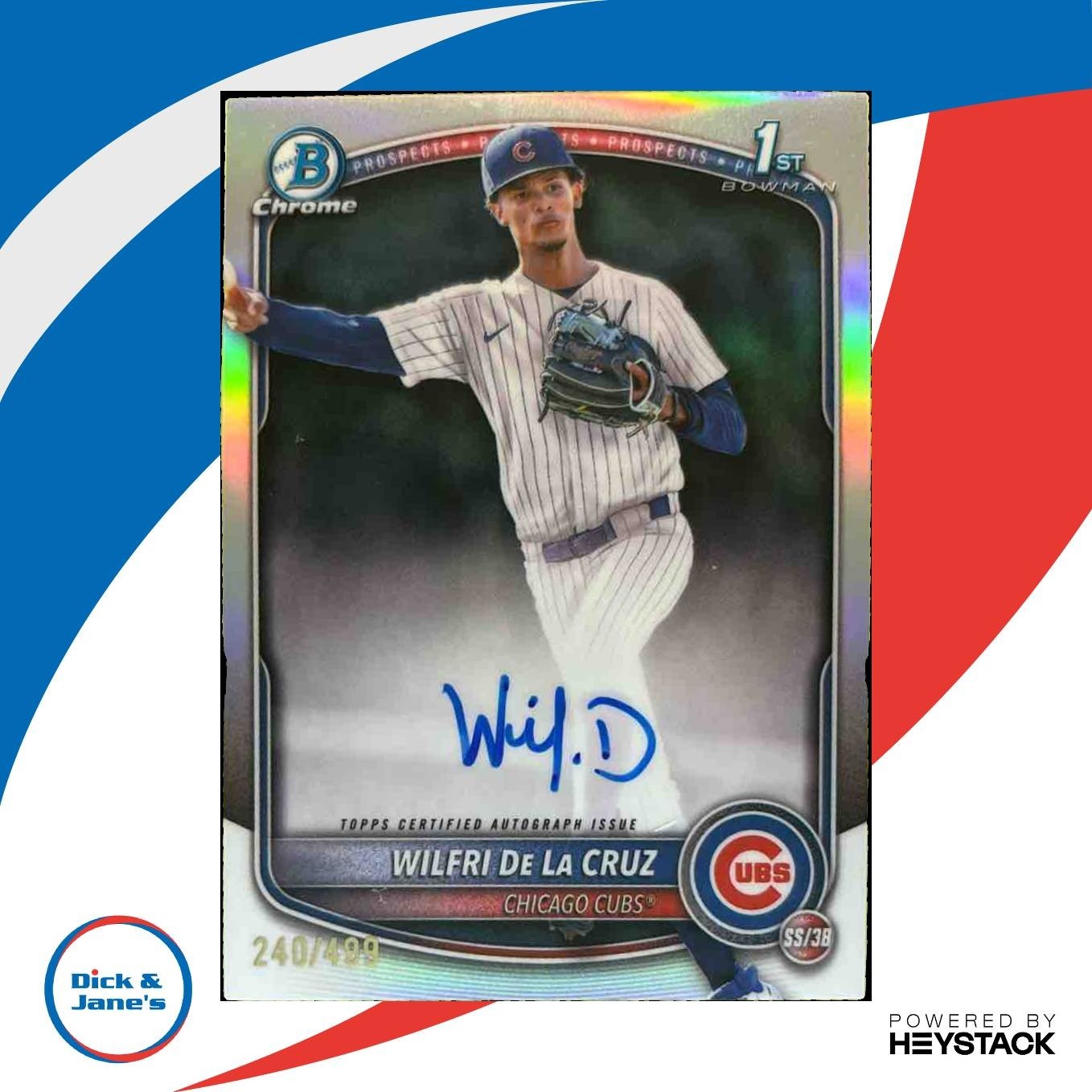 2025 Bowman Chrome Wilfri De La Cruz Auto Refractor /499 1st Prospect Cubs