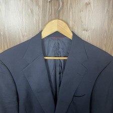Jos A Bank Blazer Jacket Mens 40R Navy Blue Solid Wool Vintage USA Made
