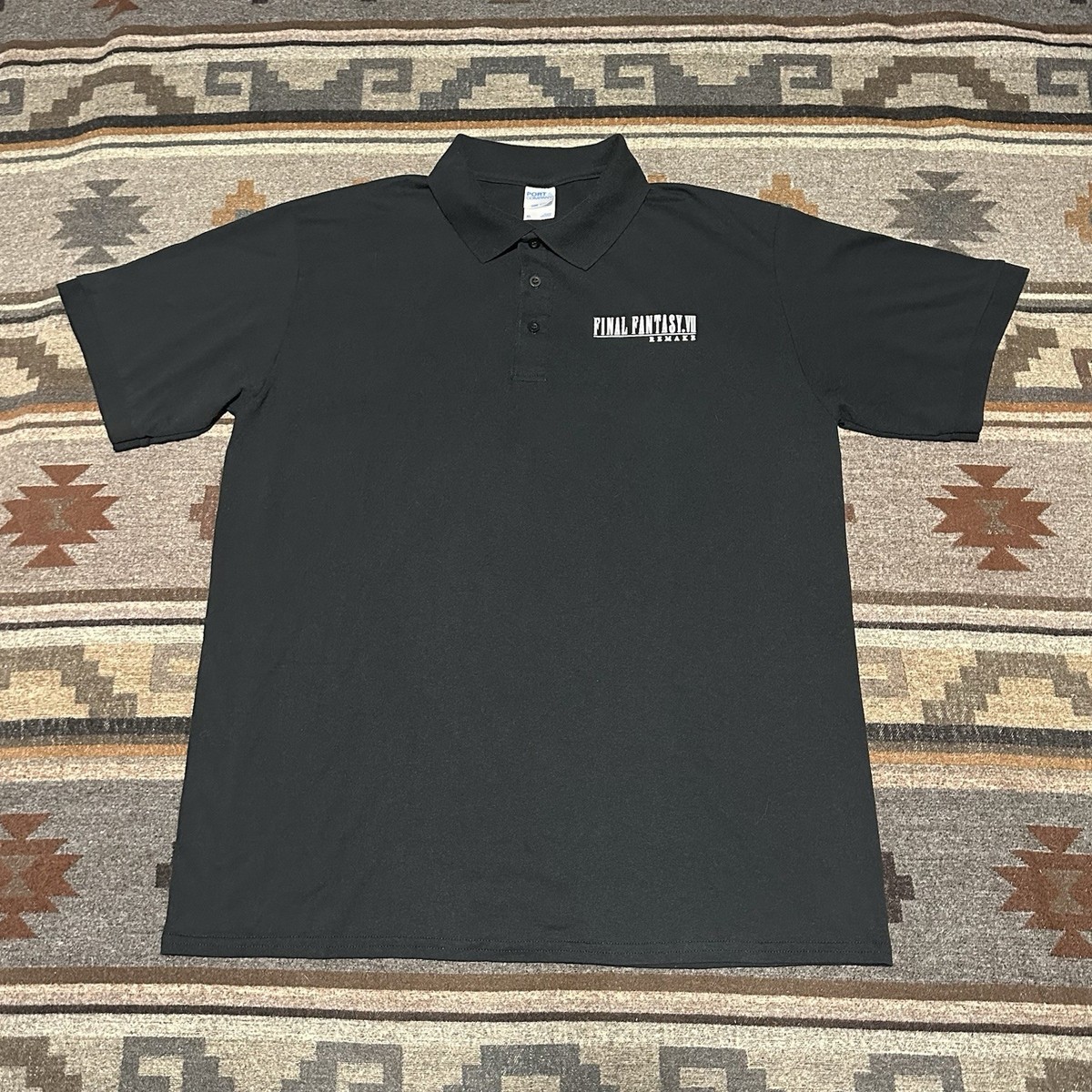 Final Fantasy VII 7 Remake Polo Shirt Size XL Black Video Game