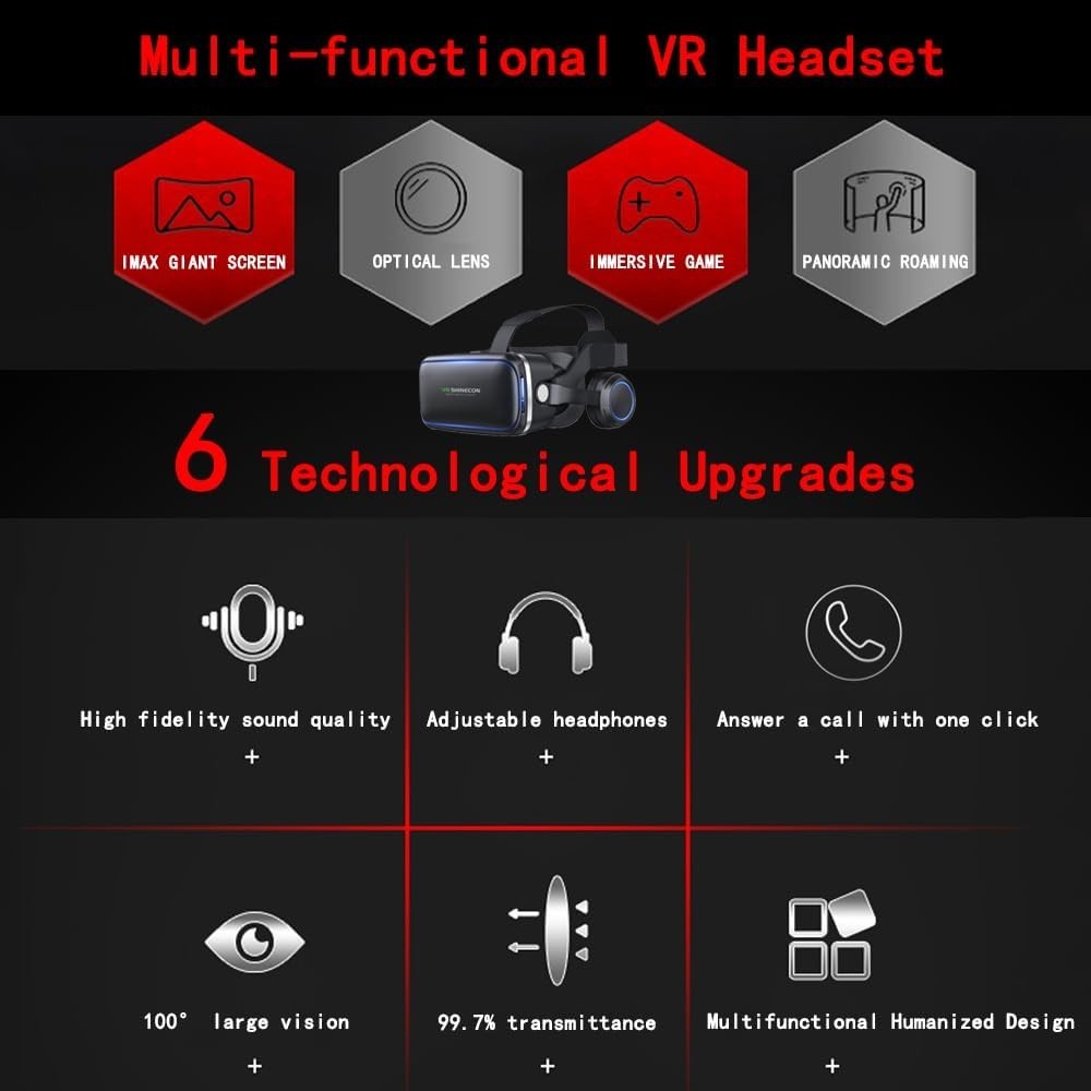 HD 3D VR Glasses Virtual Reality Headset with Remote Controller