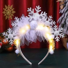 Light Up Snowflake Headband White Christmas Headpiece Snowflake Costume Acces