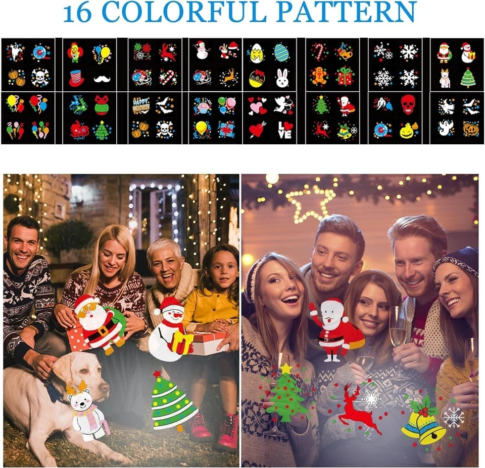 Projecteur Noël/Halloween 16 Diapositives HD Étanche avec Télécommande - Photo 2/4