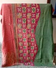 Kantha Quilt Indian Handmade Bedding Bedspread Throw Cotton Blanket Gudari Twin