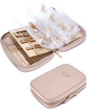 BAGSMART Jewelry Travel Organizer Case for Home Medium, 01-Pink
