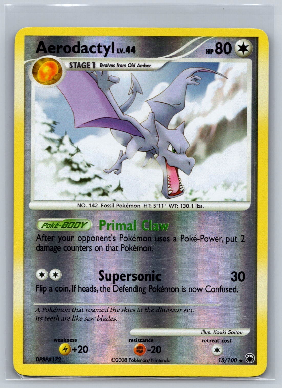 Aerodactyl 15/100 Rare Majestic Dawn Pokemon Reverse Holo Near Mint