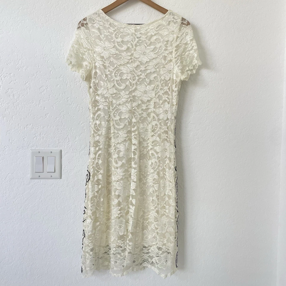 Vestido de cóctel Alexia Admor para mujer Y2K años 90 talla L marfil hadas capricho encaje con cuentas Foto 2 de 4