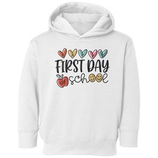 Teacher Happy First Day Of School Graphic Toddler Hooded Sweatshirt