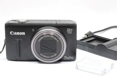 Canon PowerShot SX260 HS Digital Camera 20x Zoom 2 Batteries Charger CLEAN