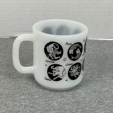 Vintage Zodiac Signs Milk Glass Mug | Astrology Horoscope Coffee Cup