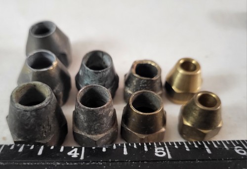 Vintage 9 Count Lot Flare Brass Nuts Assorted Sizes - Picture 2 of 14