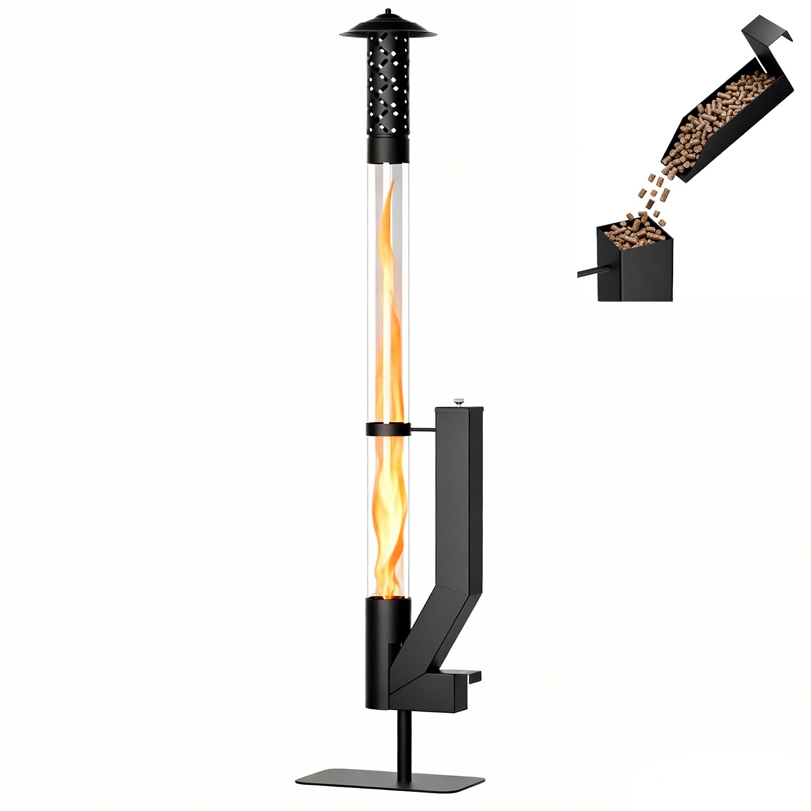 61.8"/71.26" Outdoor Patio Heater Flame Stove - Smokeless Pellet Fire Heater