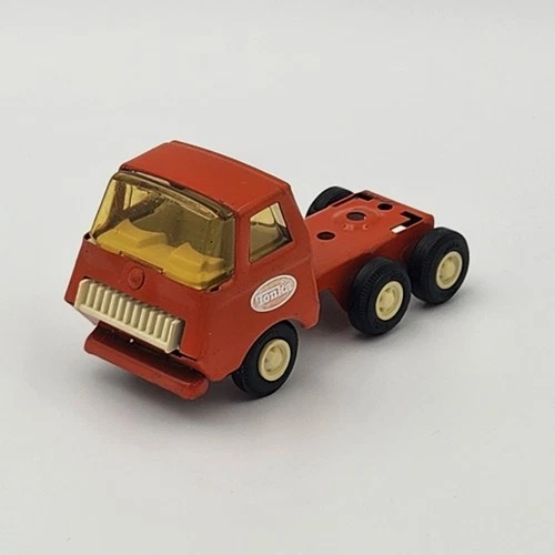 Vintage Red Tonka Truck Flatbed Tractor Pressed Metal Tin Toy