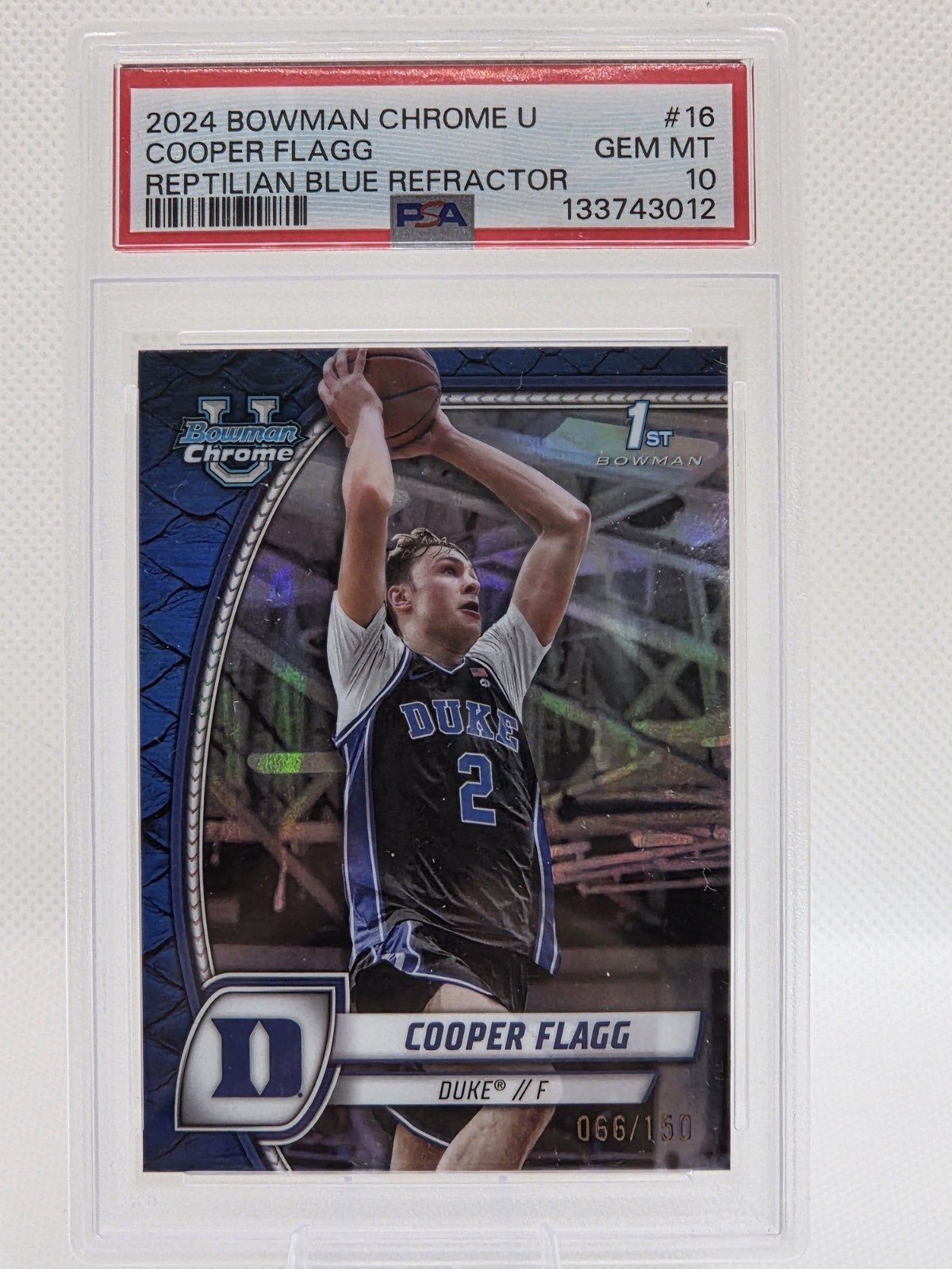 2024 Bowman U Chrome Cooper Flagg #16 Blue Reptilian Refractor /150 (RC) PSA 10
