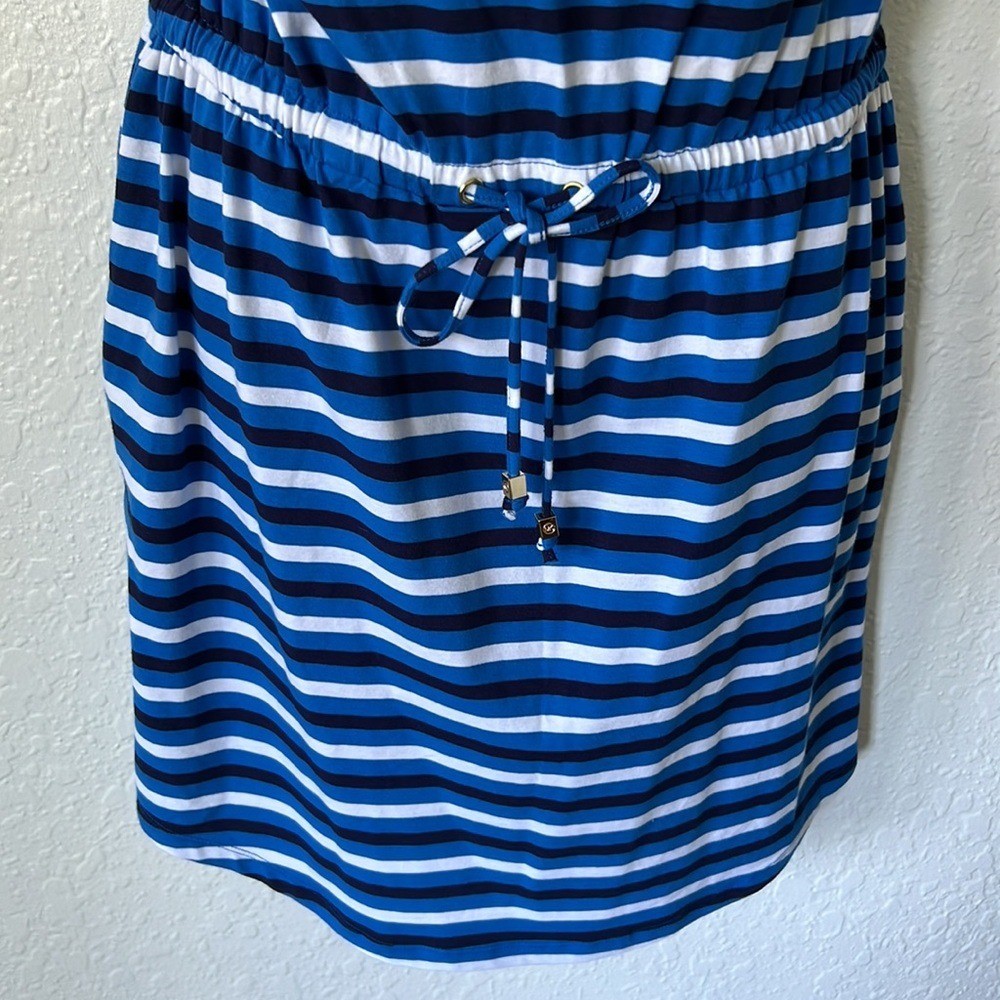 MICHAEL KORS Mini Dress Jersey Knit Grecian Blue Stripes Stretch Coastal NEW thumbnail 3