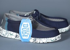 HEY DUDE WALLY SUMMER MESH NAVY/CHARCOAL Lightweigth Slip-On Boy's Shoe Sz YT5