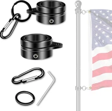 Anley 2 Pcs Aluminum Flagpole Mounting Rings Set - Anti Wrap 360° Rotatable Ring