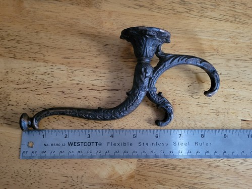 Antiker verzierter Mantel- und Huthaken aus Gusseisen/Bronze 9 Zoll - Bild 11 von 11
