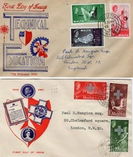 4 Malta FDC First Day Covers George Red Cross Tech Education Gallantry  AU287