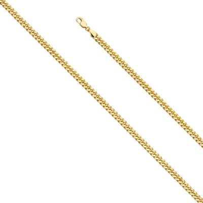 Echt 14 Karat Gelbgold 4,5 mm hohle Miami Kubanische Kette 7,5 Zoll Damen Armband