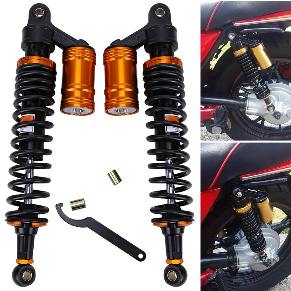 Pair 400mm 16'' Motorcycle ATV Air Shock Absorbers For Honda Suzuki Yamaha Bike - Изображение 2 из 4