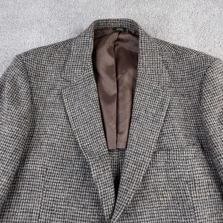 VINTAGE Harris Tweed Jacket Mens 44 Brown Wool Two Button Blazer Sport Coat - Image 2 of 4