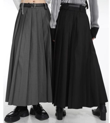 ワンピース Women's pleated skirt Japanese Women's Punk High Waist pleated skirt Student Long