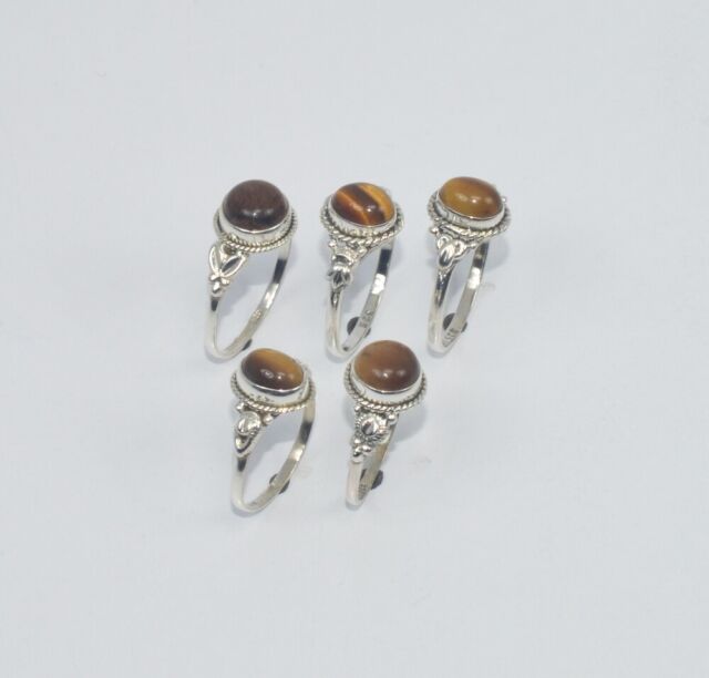 WHOLESALE 5PC 925 SOLID STERLING SILVER TIGER EYE RING LOT GTC297 O m190