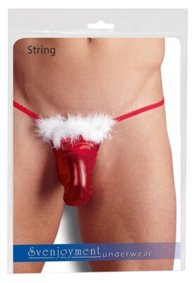 2180324 SVENJOYMENT Herren Weihnachtsstring WetLook PVC rot und Federn von Marabu