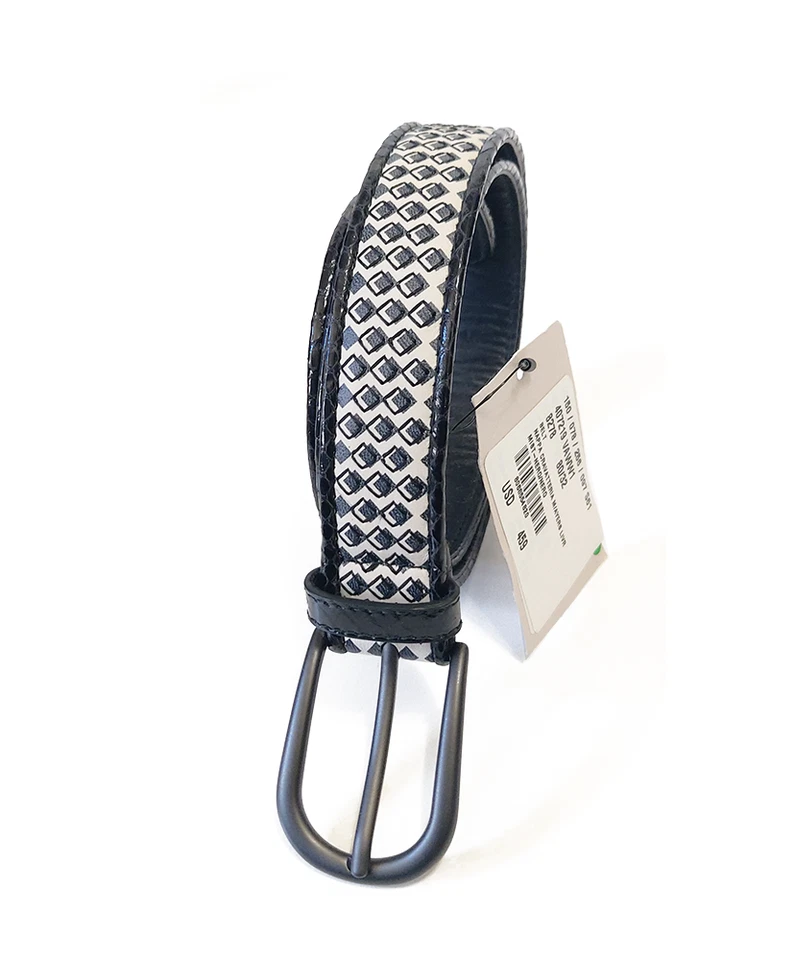 Bottega Veneta 407219 VAWW1 Women Belt Black White Printed Napa Leather Size M - image 4 of 4