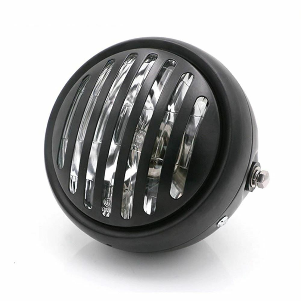 Universal Custom Cafe Racer 5.75"" Black Motorcycle Headlight w/Grill for Clear