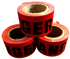 Danger Tape Red x 3 Rolls - 3" Wide - Caution Tape - LOT of 3