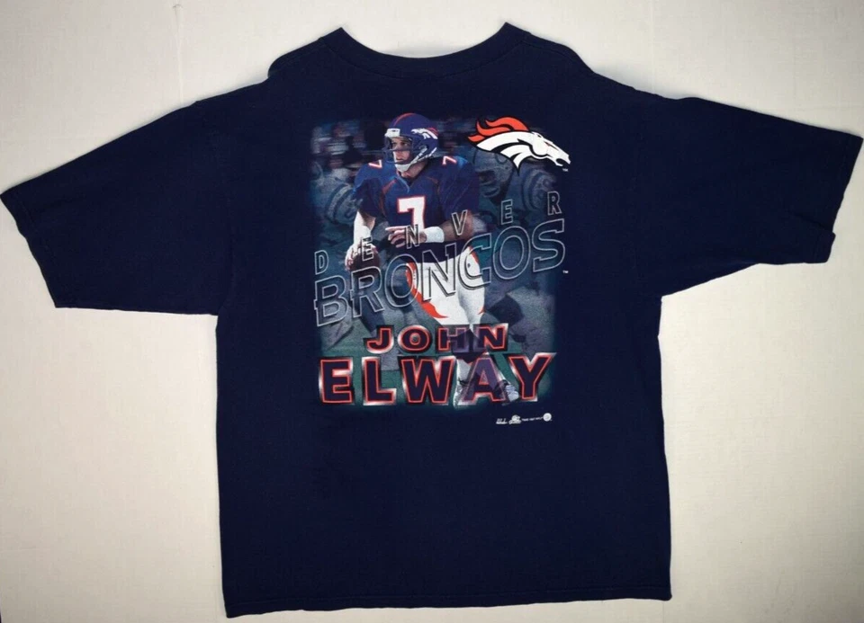 Camiseta gráfica vintage NFL John Elway anos 90 L/G Denver Broncos 1997 - Imagem 2 de 4