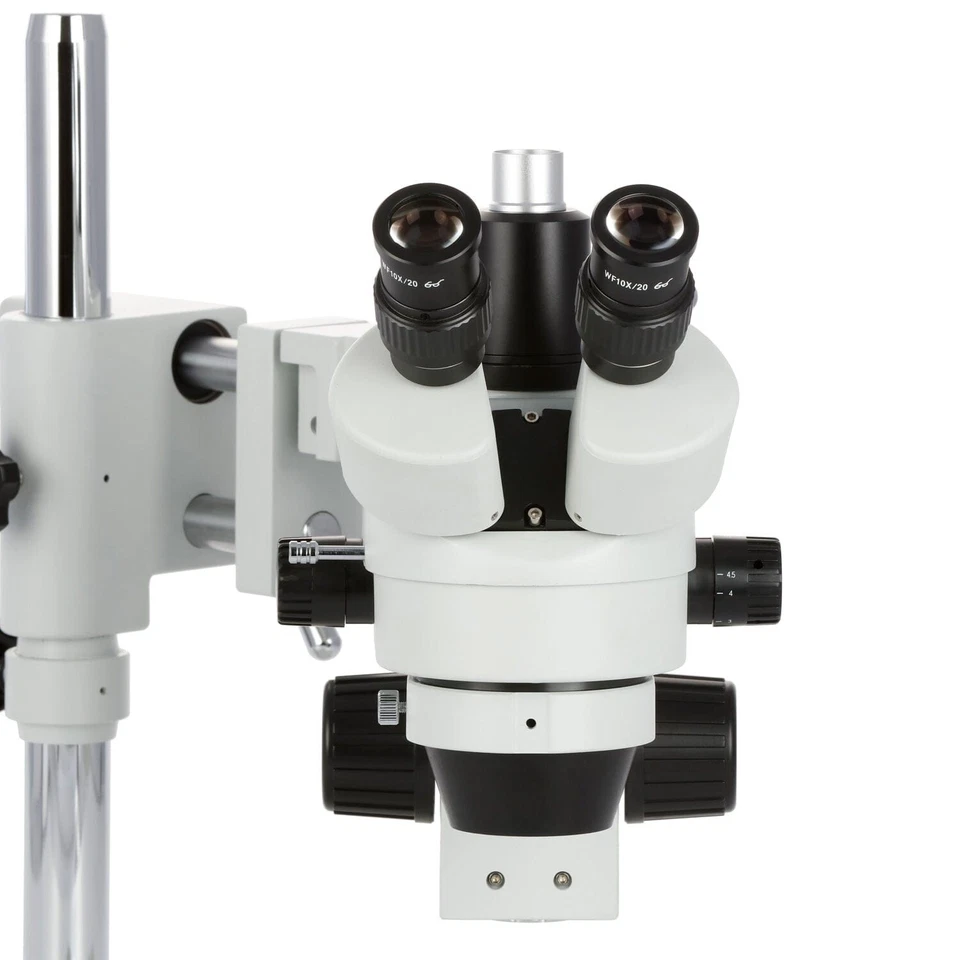 AmScope 3.5X-90X Simul-Focal Zoom Trinocular Stereo Microscope Dual Arm Boom - Image 4 of 4