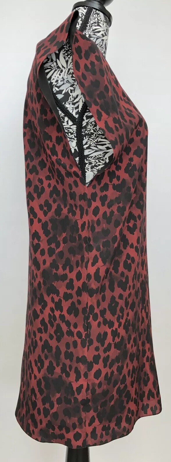 Abito da donna Saint Laurent taglia 34 nuovo con etichette stampa leopardata rosso 100% seta