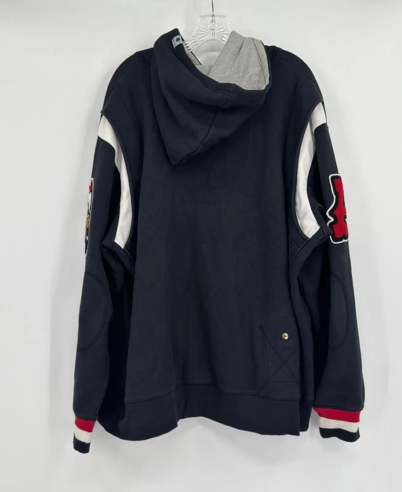 Мужская черная университетская толстовка с капюшоном Sabit NYC с нашивками на шнурке размер 3XL - Изображение 2 из 4