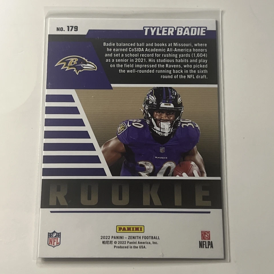 Tyler Badie Rookie 2022 PANINI Zenith Football #179 RED ZONE Sports Trading - Image 2 of 2