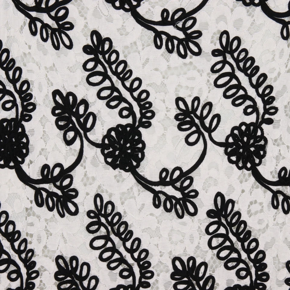 Diane Von Furstenberg Seda Encaje Mini Talla 4 Blanco Negro Floral Bordado Muestra Foto 3 de 4