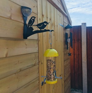 Outdoor Bird Feeder Station Wall Fence Mount Solar Powered Led