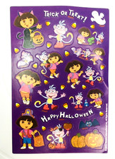 Vintage Dora The Explorer Halloween Trick Or Treat ONE Sheet Stickers 2003