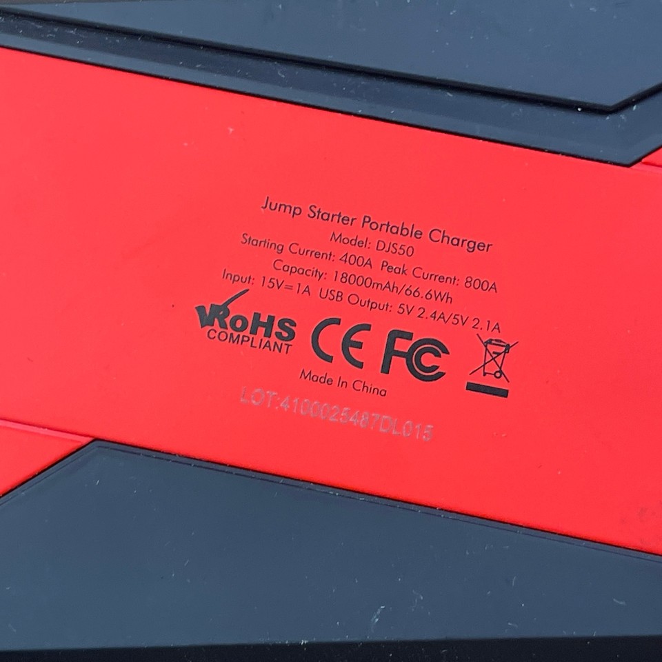 DBPOWER DJS50 Red USB 18000mAh Portable Charger & Jump Starter with Clamps eBay