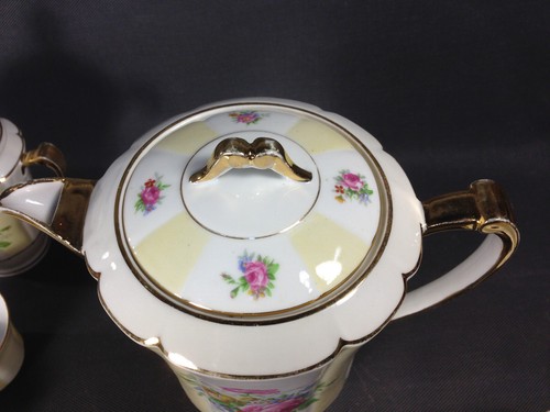 Vintage Limoges Porcelain Tea Set Floral Decoration Sugar Bowl - Picture 3 of 6